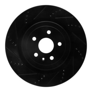 Cadillac CTS Brake Rotor (1) - Rear Left - R1 Concepts - Drilled & Slotted - Black - `09-`24